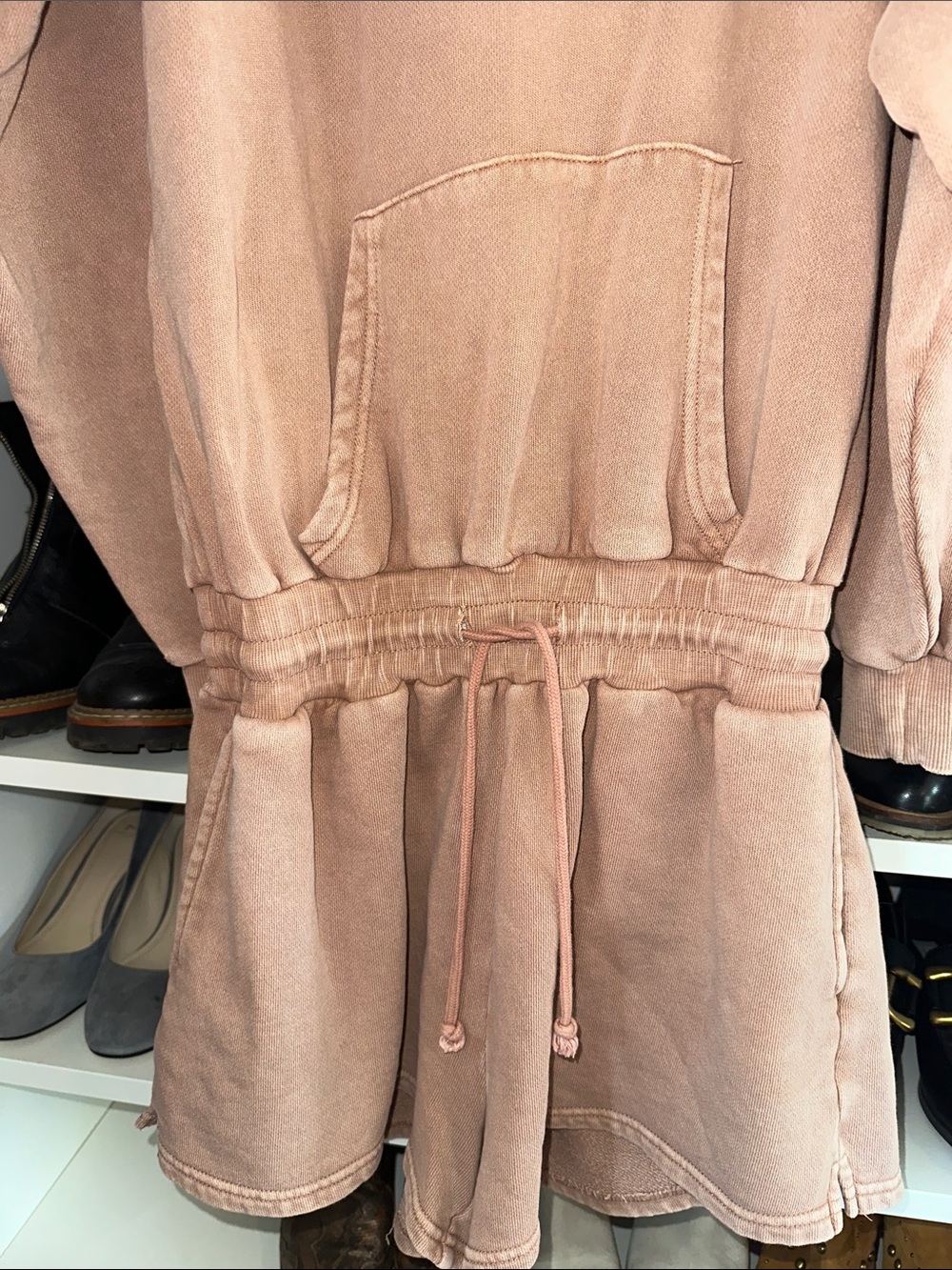 Free People Hooded Rose Taupe Shorts Romper with elastic waist - Picture 4 of 9